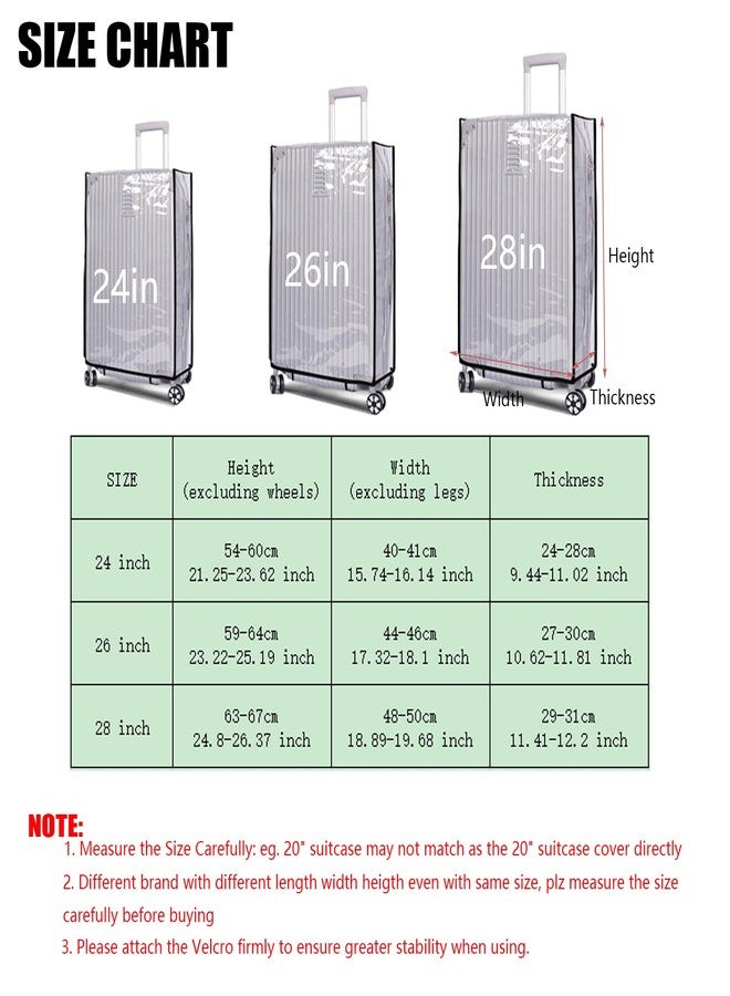 ZMD Clear PVC Suitcase Cover Protectors, 28 Inch Waterproof Transparent Luggage Cover Travel Suitcase Wrap Luggage Sleeves for Wheeled Suitcase - Image 2